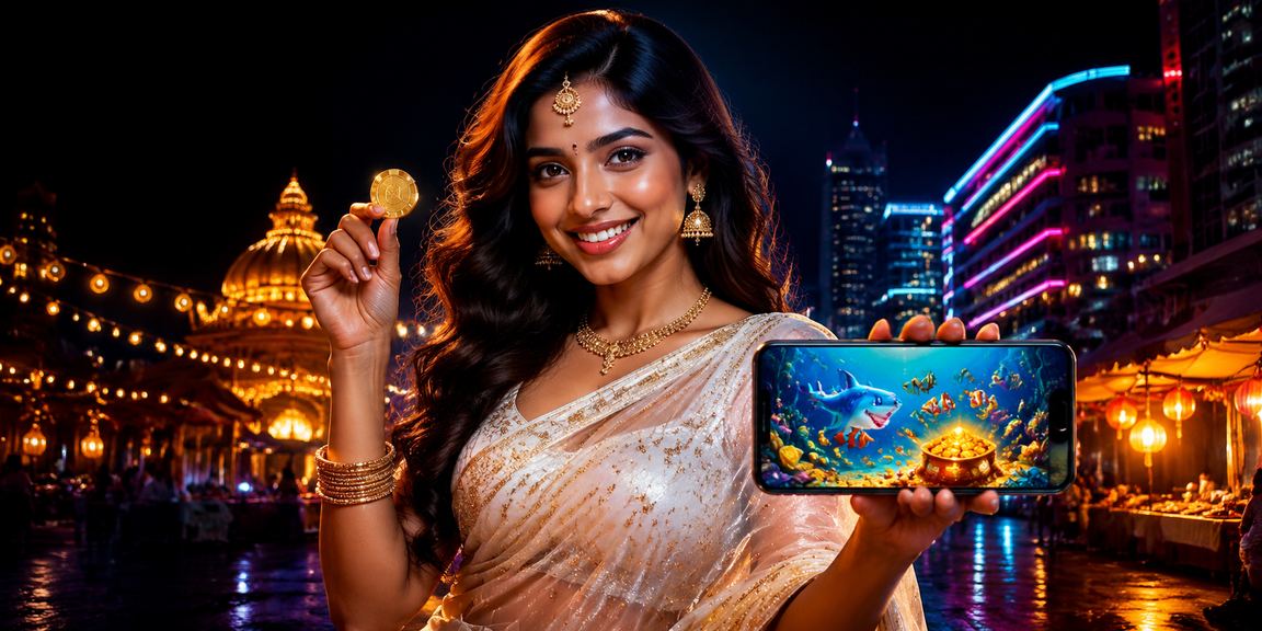 Indian player enjoying online Rummy in traditional attire